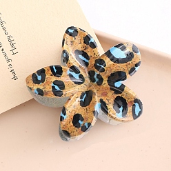 Голубой Цветочные пластиковые заколки для волос с когтями, аксессуары для волос для женщин и девочек, рисунок для леопарда, голубой, 80x75 мм