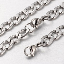 Stainless Steel Color 304 Stainless Steel Curb Chain Necklaces and Bracelets Sets, with Stainless Steel Lobster Clasps, Faceted, Stainless Steel Color, 21.65 inch(550mm), 220mm(8-5/8 inch)