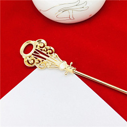 Light Gold Alloy Hair Stick Findings, Long-Lasting Plated, Light Gold, 178mm, Tray: 6x4mm and 14x10mm