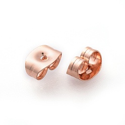 Розовое Золото 304 из нержавеющей стали гайки уха, спинки серег-бабочек для серег-почтальонов, розовое золото , 6x4.5x3 мм, отверстие : 0.8~1 мм