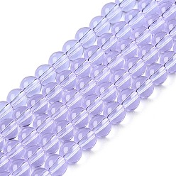 Lilac Transparent Glass Beads Strands, Round, Lilac, 4~4.5mm, Hole: 0.8mm, about 97~99pcs/strand, 14.76 inch~14.96 inch(37.5~38cm)
