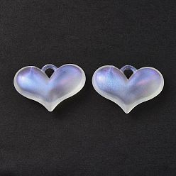 Clear AB Transparent Acrylic Pendants, with Glitter Powder, Heart Charm, Clear AB, 27x38.5x10.5mm, Hole: 5mm, about 87pcs/500g