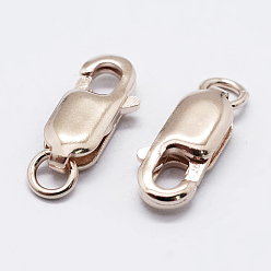 Rose Gold 925 Sterling Silver Lobster Claw Clasps, with 925 Stamp, Rose Gold, 10.5mm, Hole: 1mm