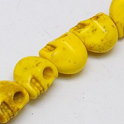 Gold Synthetic Turquoise Beads Strands, Dyed, Skull, Gold, 10x8x9mm, Hole: 1mm, about 40pcs/strand, 16 inch