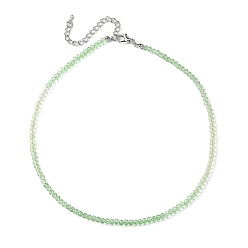 Dark Sea Green Faceted Rondelle Glass Beaded Necklace for Women, with Alloy Clasps, Dark Sea Green, 16.14 inch(41cm), 3mm