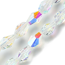 Прозрачный Прозрачные стеклянные бусины гальваническим пряди, с покрытием AB цвета, граненые, слеза, прозрачные, 9x5.5~6x5.5~6 мм, отверстие : 1.2 мм, около 70 шт / нитка, 25.35'' (64.4 см)