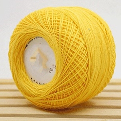 Gold 45g Cotton Size 8 Crochet Threads, Embroidery Floss, Yarn for Lace Hand Knitting, Gold, 1mm