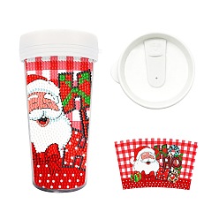 Santa Claus DIY Cup Diamond Painting Kits, Including Resin Rhinestones, Pen, Tray & Glue Clay, Christmas Theme, Santa Claus, 165x65mm