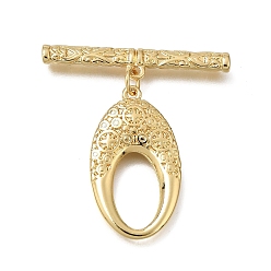 Real 18K Gold Plated Brass Toggle Clasps, Teardrop, Cadmium Free & Lead Free, Real 18K Gold Plated, Bar: 33x4x2.5mm, Ring: 27.5x16x3mm