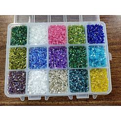 Mixed Color Nbeads 300g 15 Colors 11/0 Two Cut Glass Seed Beads, Hexagon, Mixed Style, Mixed Color, 2.2mm, Hole: 0.5mm, 20g/color