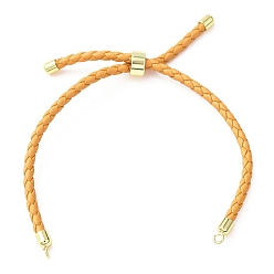 Orange Fabrication de bracelets en cordon de cuir tressé en microfibre ronde ajustable, avec les accessoires en laiton, convient aux breloques de connecteur, orange, 9.13x0.12 pouce (23.2x0.3 cm), Trou: 2mm