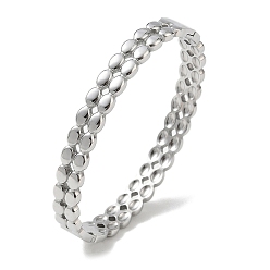 Stainless Steel Color 304 Stainless Steel Hinged Cuff Bangles, Oval, Tarnish Free, Stainless Steel Color, Inner Diameter: 1.97 inch(5cm)x2.36 inch(6cm)