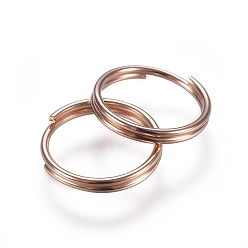Розовое Золото 304 из нержавеющей стали разрезные кольца, кольца с двойной петлей, розовое золото , 8x1 мм, внутренний диаметр: 7 мм, одиночный провод: 0.5 мм