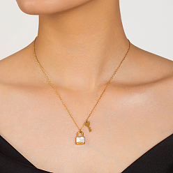 Белый Нержавеющая сталь корпус водяной дрель замок ключ подвеска ожерелья, для женщин, белые