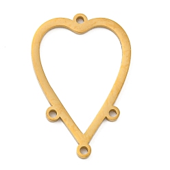 Сердце Ионное покрытие (ip) 304 звенья компонентов люстры из нержавеющей стали, лазерная резка, сердце, 24.5x16x1 мм, отверстие : 1.2 мм