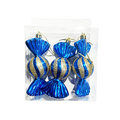 Dodger Blue Plastic Christmas Candy Pendant Decorations, for Christmas Tree Hanging Decorations, Dodger Blue, 120x60mm, 3pcs/box