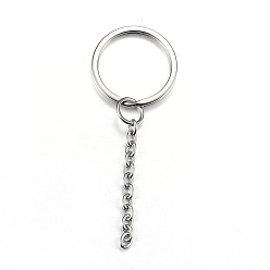Stainless Steel Color 304 Stainless Steel Split Key Rings, Keychain Clasp Findings, Stainless Steel Color, 68mm