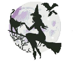 Black Halloween Theme DIY Diamond Painting Sticker Kits, with Resin Rhinestones, Diamond Sticky Pen, Tray Plate and Glue Clay, Witch, Black, 300x300mm