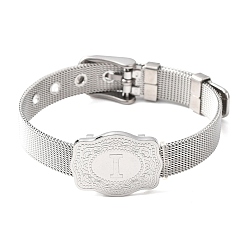 Letter I 304 Браслеты-цепочки из нержавеющей стали для часов (женские и мужские), овальный с буквой, цвет нержавеющей стали, Буква "i", 8.54 дюйм (21.7 см)