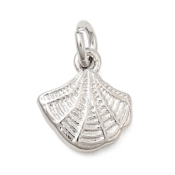 Платинированный Латунь прелести, формы раковины, долговечный, стойки покрытие, с целью перехода в кольце, Реальная платина, 11.5x10x3 мм, отверстие : 3 мм