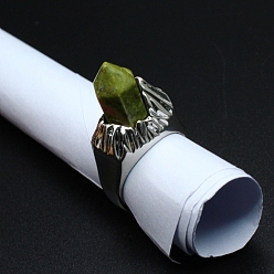 Унакит Кольца-манжеты из натурального унакита, шестиугольник призма, широк: 8 мм