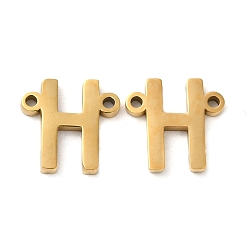 Letter H Ion Plating(IP) 304 Stainless Steel Connector Charms, Letter, Letter H, 10x10x1.5mm, Hole: 1.2mm