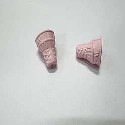 Pink Непрозрачные акриловые бусины, рожок мороженого, розовые, 20x17 мм, отверстие : 2 мм