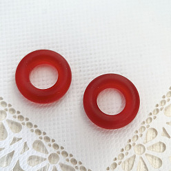 Red Czech Glass Beads, No Hole, Donut, Red, 14mm