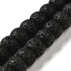 Black Natural Lava Rock Dyed Beads Strands, Rondelle, Black, 10x7~7.5mm, Hole: 1.6mm, about 55~56pcs/strand, 16.14''(41~41.5cm)
