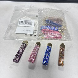 (52) Непрозрачная лаванда 12шт. 4 цвета фурнитура для брелоков из сплава со стразами, золотые, разноцветные, 65x10.5~12.5x7.5 мм, отверстие : 3 мм, 3 шт / цвет