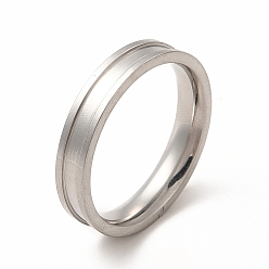 Stainless Steel Color 201 Stainless Steel Grooved Finger Ring Settings, Ring Core Blank, for Inlay Ring Jewelry Making, Stainless Steel Color, Inner Diameter: 18mm, Groove: 2.1mm