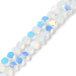 WhiteSmoke Transparent Electroplate Glass Beads Strands, AB Color, Faceted Flat Round, WhiteSmoke, 6x3mm, Hole: 1.2mm, about 98~100pcs/strand, 20.08''~20.87''(51~53cm)
