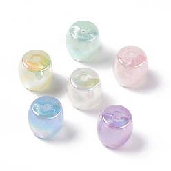 Mixed Color Opaque Acrylic Beads, AB Color, Macaron Color, Barrel, Mixed Color, 15.5x16.5mm, Hole: 3mm
