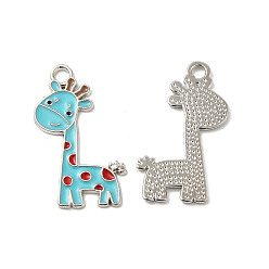 Светло-Синий Подвески из эмали и сплава, прелести жирафа, платина, голубой, 27x17x1 мм, отверстие : 2 мм