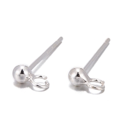 Silver 925 Sterling Silver Stud Earring Findings, with 925 Stamp, Silver, 5x2.5mm, Hole: 1mm, Pin: 0.8mm