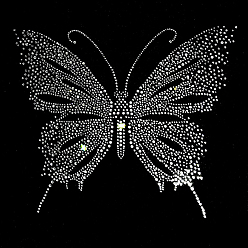 Crystal Butterfly Shape Hotfix Rhinestone Appliques, Costume Accessories, Crystal, 250x300mm
