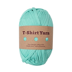 Aquamarine Polyester Cloth Yarn, For Hand Knitting Thick Thread, Crochet Cloth Yarn, Aquamarine, 20mm, about 32.81 Yards(30m)/Skein