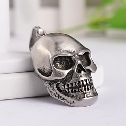 Antique Silver Retro 316 Surgical Stainless Steel Skull pendants, Antique Silver, 47.5x25x19mm, Hole: 6.5x11mm
