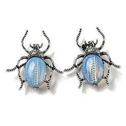 Opalite Dual-use Items Alloy Spider Brooch, with Opalite, Antique Silver, 42x38x12~13mm, Hole: 4.5x4mm