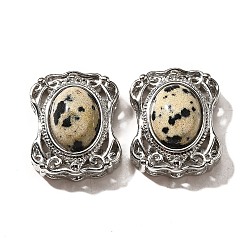 Далматинских Джаспер Многорядные звенья из натуральной далматинской яшмы, прямоугольные, с латунными микро проложить кубических выводы циркония, стойки покрытие, без свинца и без кадмия, 21.5x17.5x10.5 мм, отверстие : 2 мм