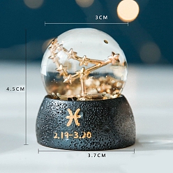 Pisces Zodiac Gifts, Constellations Snow Globe, Crystal Sphere House Gifts Desktop Decor, Crystal Ball Birthday Present with Base, Pisces, 45x30x37mm