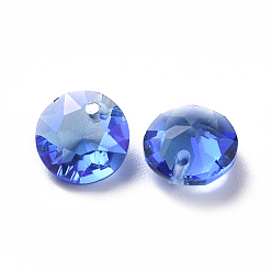 Сапфир Стеклянные украшения из горного хрусталя, граненые, плоско-круглые, сапфир, 8x4.3 мм, отверстие : 1.2 мм
