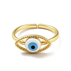 Белый Эмалированное кольцо-манжета с конским глазом, позолоченные латунные украшения для женщин, без кадмия и без свинца, белые, размер США 7 1/2 (17.7 мм)