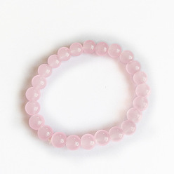 1 8mm Natural Glass Bead Bracelet with Elastic Cord for Women and Men