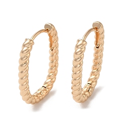 Light Gold Brass Hoop Earrings for Women, Oval, Light Gold, 23x17.5x3mm