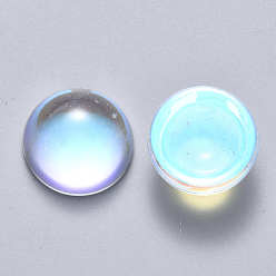 Clear AB Transparent Glass Cabochons, AB Color Plated, Half Round/Dome, Clear AB, 20x10mm