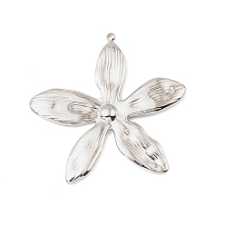 Stainless Steel Color 304 Stainless Steel Pendants, Flower Charms, Stainless Steel Color, 38.5x39x2mm, Hole: 1.5mm