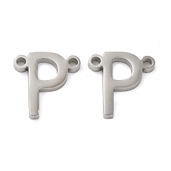 Letter P Non-Tarnish 304 Stainless Steel Connector Charms, Letter, Letter P, 10x10x1.5mm, Hole: 1.2mm