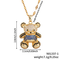 Синий Милые мультяшные латунные кубические циркониевые медвежьи подвески на праздники, золотые, синие, 15.75 дюйм (40 см)