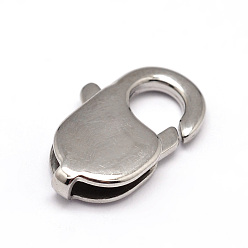 Stainless Steel Color 304 Stainless Steel Lobster Claw Clasps, Stainless Steel Color, 18x9x4mm, Hole: 2x4mm